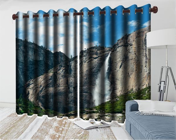 

romantic landscape blackout 3d curtain beautiful waterfall with flying high mountains window treatment drapes home decor curtain