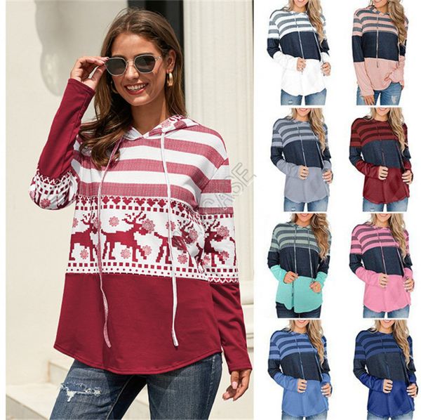 

women hoodies camo striped reindeer pumpkin christmas halloween printed full sleeve hooded pullover sweatshirt autumn s-2xl dhf1627