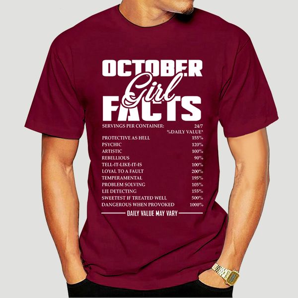 

fashion t shirt october girl facts tshirt 100% -2261d