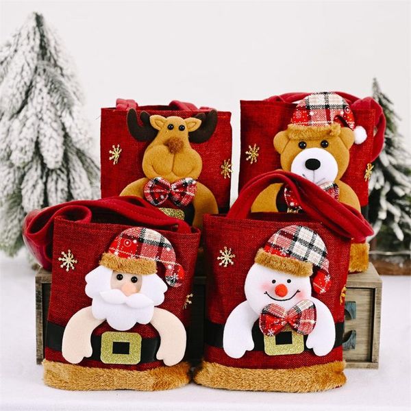 

25#santa claus christmas candy bag wine stocking bottle gift xmas ornaments decor christmas gift bags decoracion navidad hogar