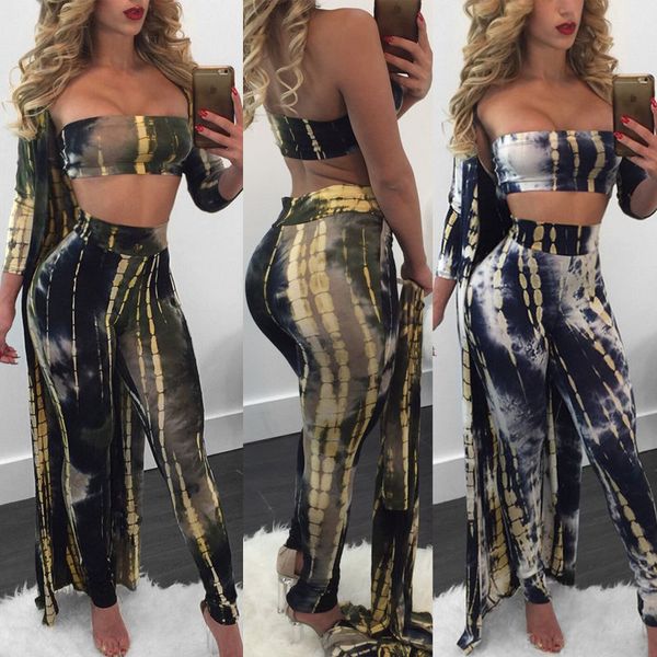 

2020 new women ladies clubwear summer playsuit bodycon party crop +pant trouser +cover up 3pcs woman clothing set, White