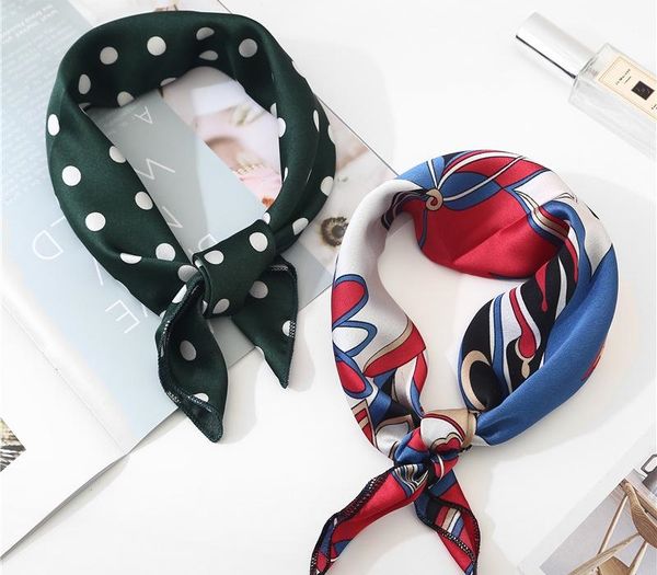 

50cm*50cm colorful small business printing square scarf for women fashion waiter flight attendants ladies neck scarves 2020, Blue;gray