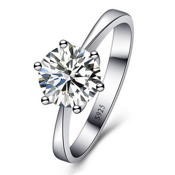 

romantic classic round cubic zirconia 925 sterling silver finger rings for women wedding jewelry ing