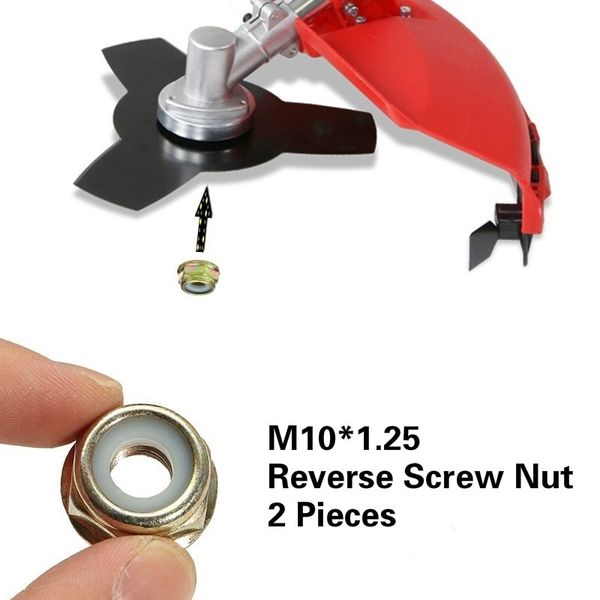 

2 pieces set universal m10x1.25 reverse screw nut for grass trimmer