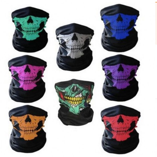 

halloween festival skull bandana helmet hallow neck face mask paintball sport headband hiking scarves headdress sport bike mask, Black