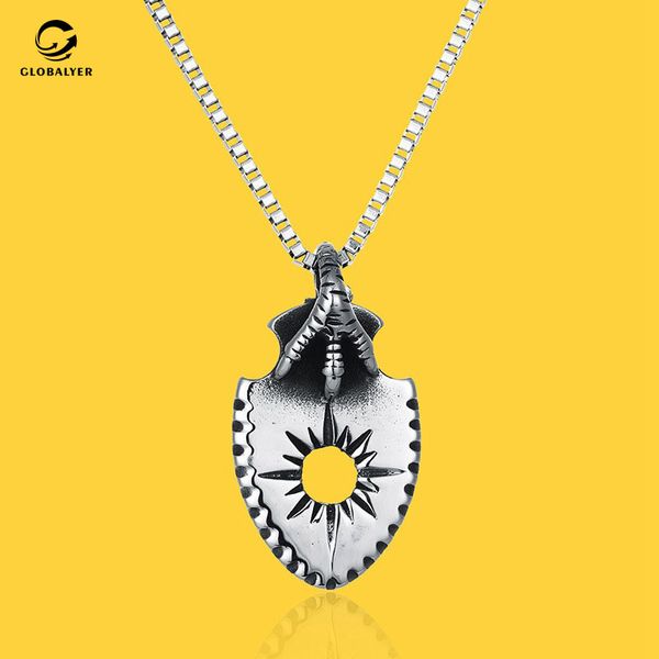 

explosion models european and american fashion domineering men's eagle claw sun shield titanium steel necklace 222, Silver