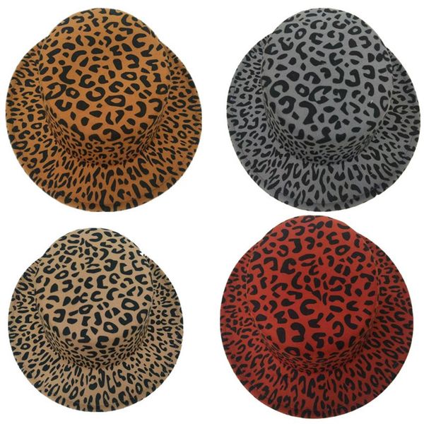 

wide brim hats wzcx leopard flat jazz hat fashion tide autumn winter casual personality felt cap, Blue;gray