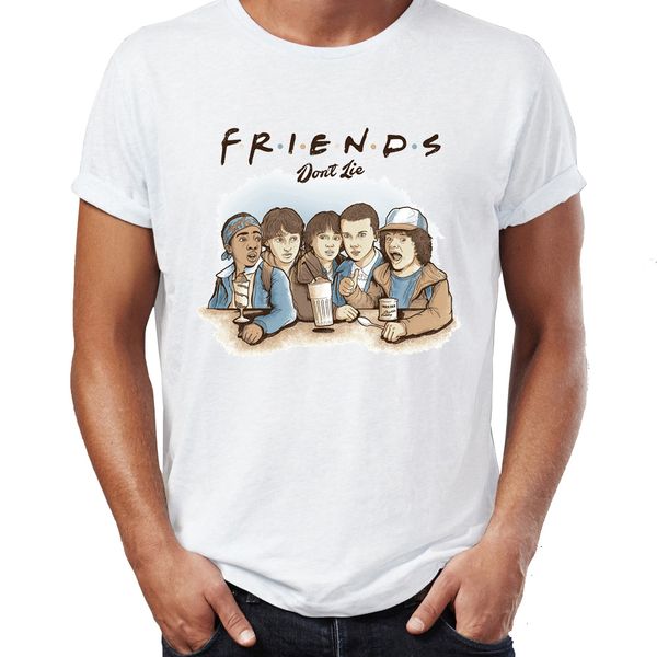 

men's t shirt stranger things friends don't lie mashup artsy awesome illustration artwork printed tee