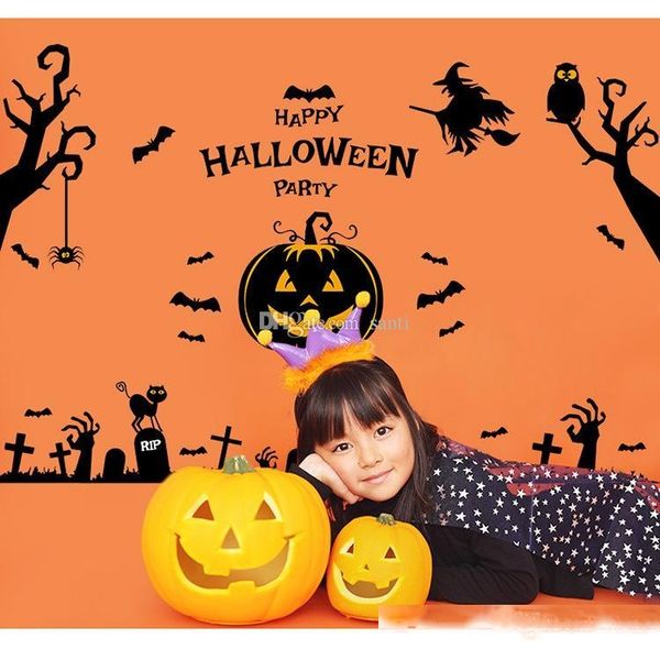 

new halloween supplies wall poster glass is stuck pumpkin decoration pinup picture