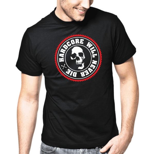 

2019 мода высокого качества бренда смешно мужчины t-shirt мужчины одежда плюс размер hardcore никогда не умрет hardstyle dj totenkopf skull