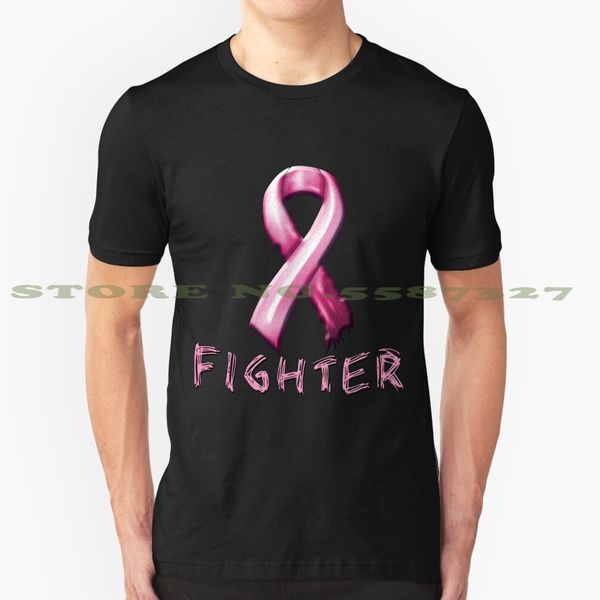 

breast cancer fighter pink ribbon awareness black white tshirt for men women