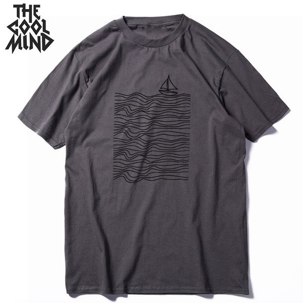 

coolmind 100% cotton boat print short sleeve men tshirt summer loost men t shirt cool t-shirt male men tee shirts cr-b0108