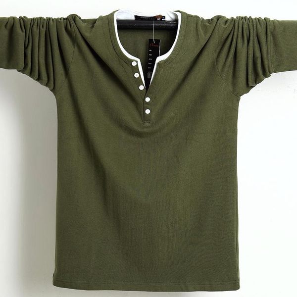 

2019 autumn men t shirt button big tall cotton long sleeve t shirts men big size casual t-shirt solid 5xl 6xl fit tee male y200104, White;black
