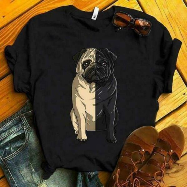 

pug in black & white dog lover men t-shirt cotton s-6xl