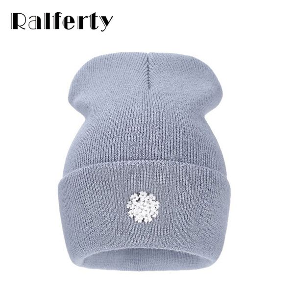 

beanie/skull caps ralferty fashion lovely knitting wool acrylic beanies hip hop one flower hats for women gorros bonnets woman floral cap, Blue;gray