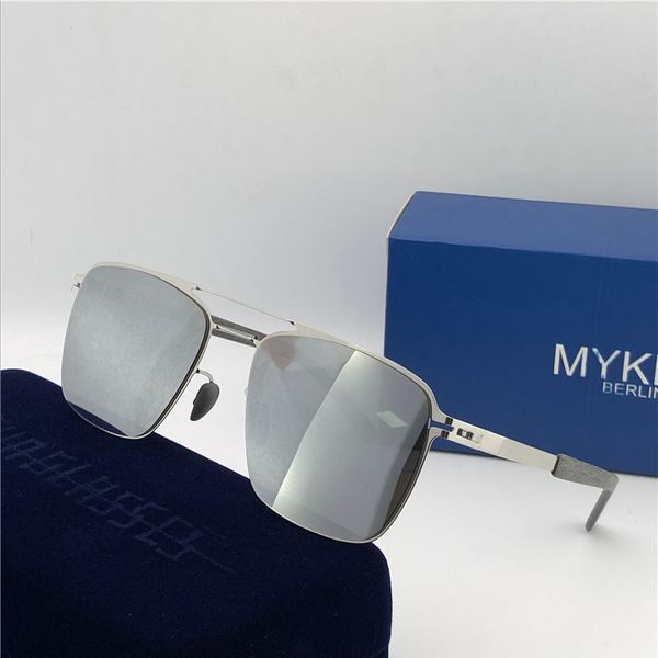 

new mykita sunglasses ultralight frame without screws mkt flax square frame men brand designer sunglasses coating mirror lens, White;black