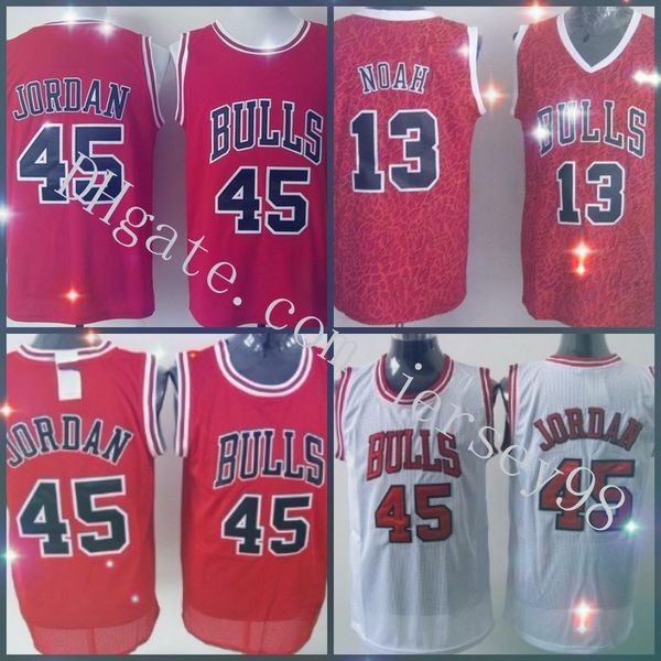 

чикаго быки черный # 13 йоаким ной # 45 майкл джор дан красные мужчины красный джерси, Black