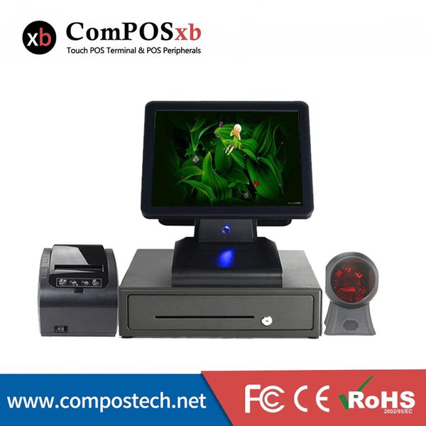 

composxb system 15 inch capacitive screen terminal with 80mm printer/410 cash drawer/1d scanner for shopping mall