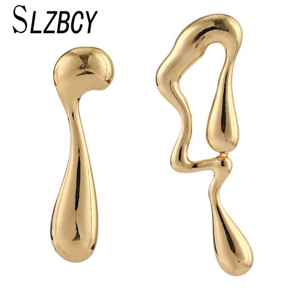 

slzbcy trendy long asymmetric earrings for women alloy gold color geometric water drop earring fashion jewelry gift, Silver