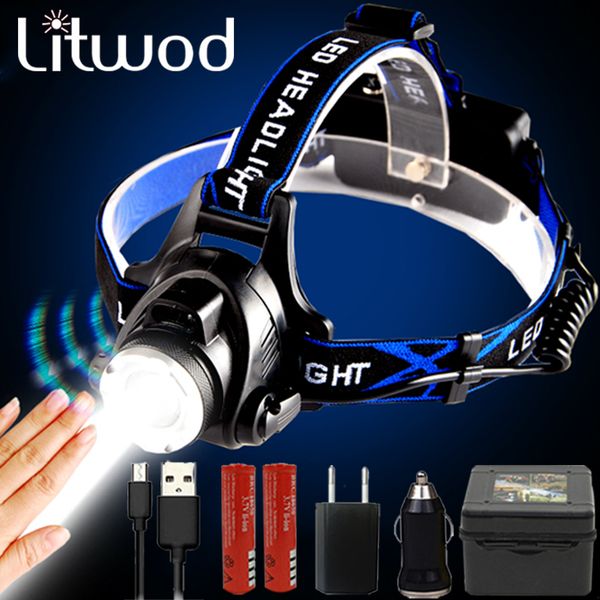 

led sensor headlamp zoomable dropshipping t6 / l2 headlight 3 modes zoomable waterproof super bright waterproof headlamp fishing