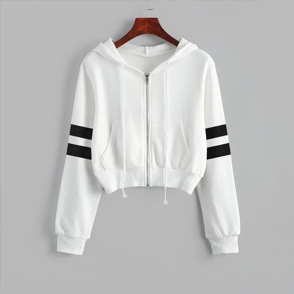 

2020 женщины crop top толстовка толстовка solid узелок drawstring длинные рукава sweatershirt hoodie топы harajuku hoodie женщин j30, Black
