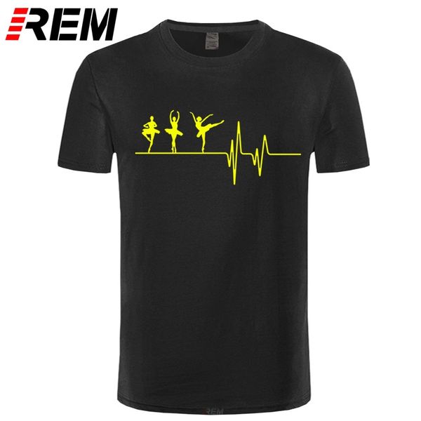 

rem новое лето heartbeat балета футболки мужчины с коротким рукавом хлопок мода смешные танцевальные футболки для мужчин / женщин tee tops