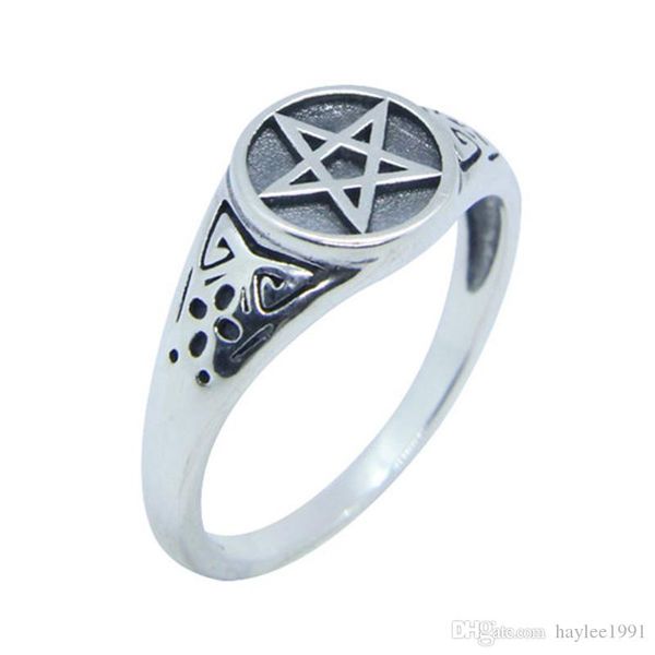

1pc 925 sterling silver biker ring fashion jewelry size 6-10 lady gilrs silver pentagram ring