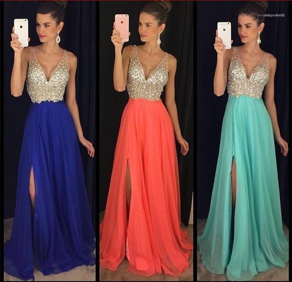 

womens dress spring autumn women designer dresses spaghetti strap v neck sequins split full dresses beach, Black;gray