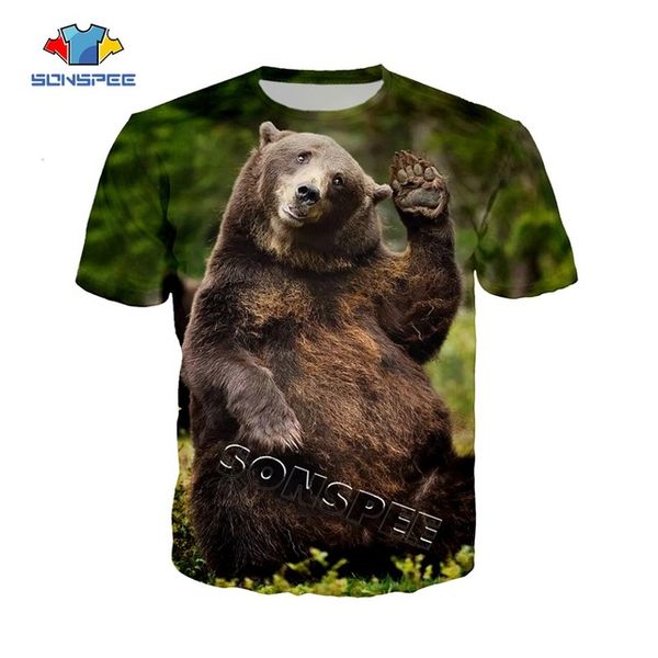 

summer men polar bear print forest design sportswear 3d print shirts funny plus size graphic men clothing