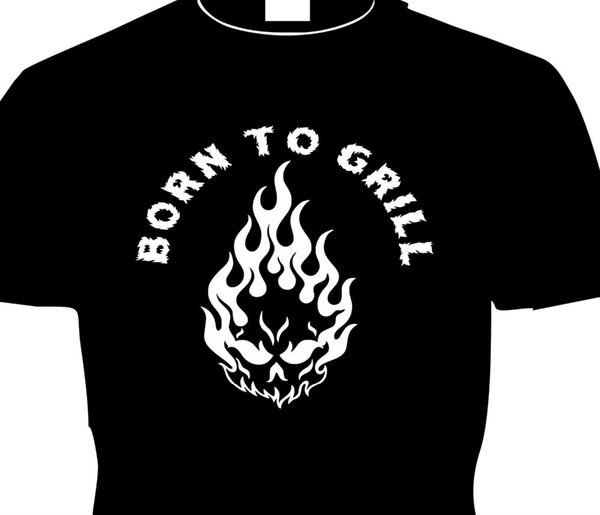 

2017 100% cotton fun t-shirt born to grill bbq party fun saying skull skull flame tee shirt