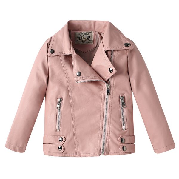 

girls leather jackets clothing 2020 autumn new girls pu leather lapel zipper coats kids fashion outwear 2-10t, Blue;gray