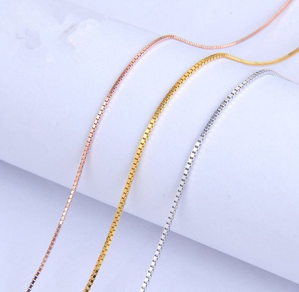 

3mm box ожерелье кости цепь женские цепи без кулон ювелирные изделия цепи, Silver