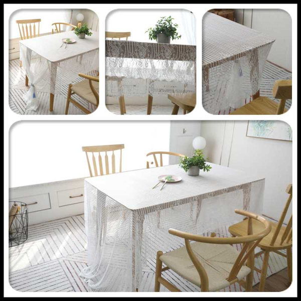 

white coffee table cover cloth lace dining tablecloth for wedding decoration-home decor-living room table runner for parties