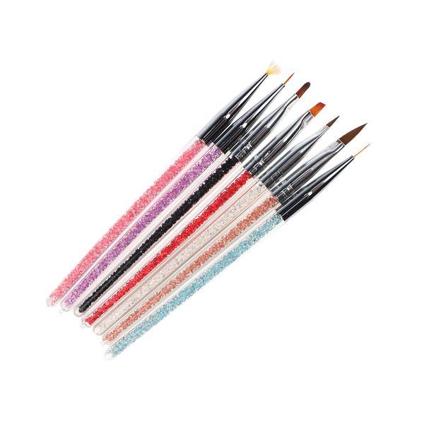 

7pcs nail art design польский кисть liner набор для 3d акрилового uv геля рисования картина rhinestone ручка маникюр инструмент красоты kit