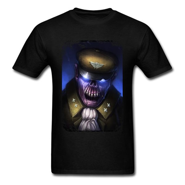 

2018 trendy men tees zombie pilot monster black t-shirt o neck cotton unfading summer breathable scary t shirts