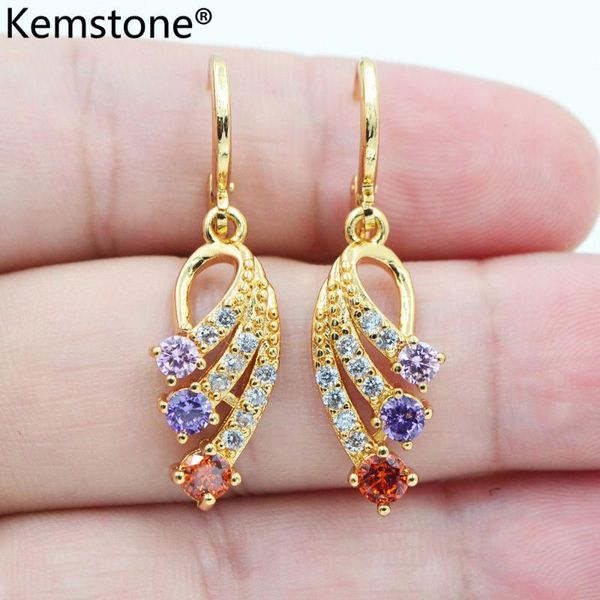 

dangle & chandelier kemstone multicolor cubic zirconia copper gold color women drop earrings jewelry female gift, Silver