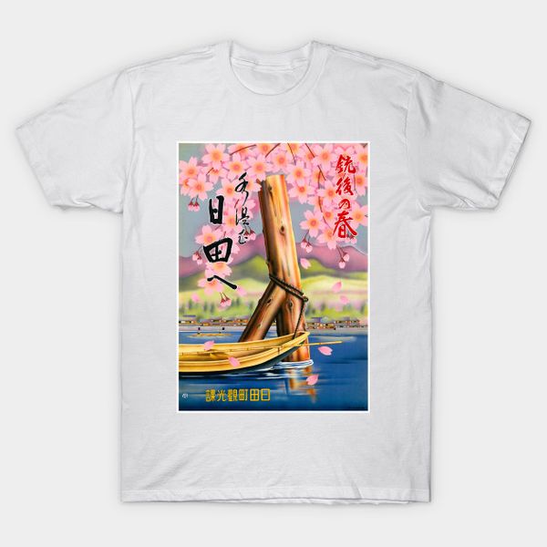 

men t-shirt vintage travel poster japan cherry blossom tshirt women t shirt men cotton tees harajuku