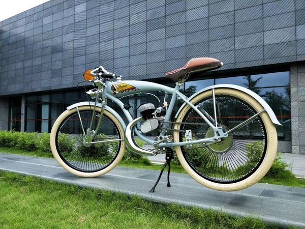 

26inch retro bicycle retro booster fuel bicycle bicycle accessories, Silver;blue