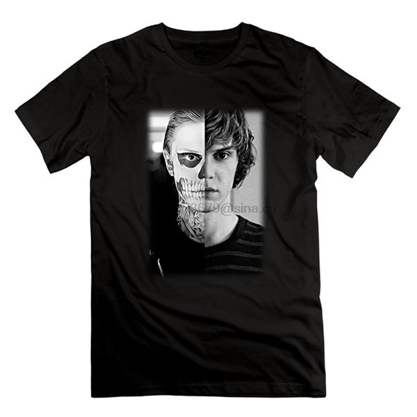 

men t shirt 2018 fashion evan peters skull ahs roanoke poster men t shirt funny tee shirt hipster summer