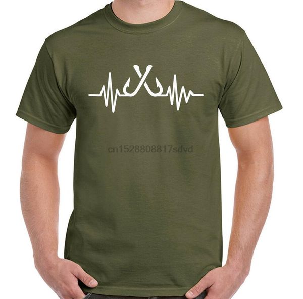 

fisherman heart beat mens funny fishing t-shirt angler angling rod fish reel mens summer 2020 fashion t shirt