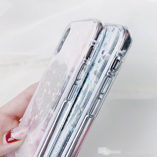 

glitter love heart powder phone case for iphone 6 6s 7 8 plus x transparent laser maiden soft epoxy tpu phone back cover cases