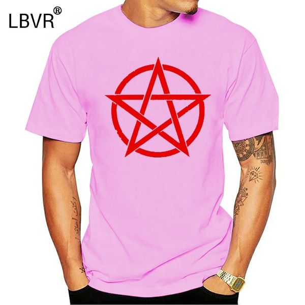 

men fashion t shirt red pentagram sign t-shirt - satan crowley pentagramm satanic circle 666 shirt