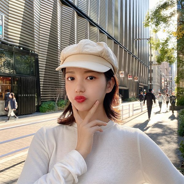 

berets cotton women beret autumn winter octagonal cap hats stylish artist painter sboy caps black yellow pink khaki, Blue;gray