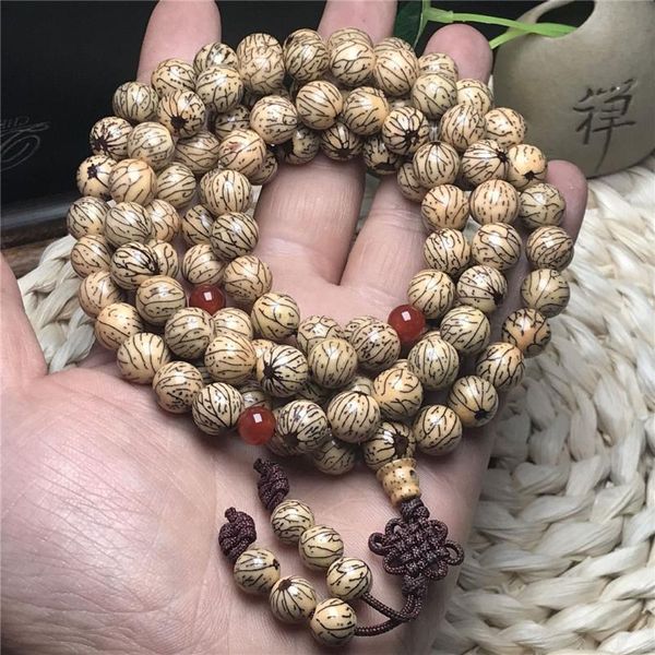 

beaded, strands wholesale polished natural golden silk bodhi seed 108 beads bracelet 8mm small blood prayer mala for men or women, Black