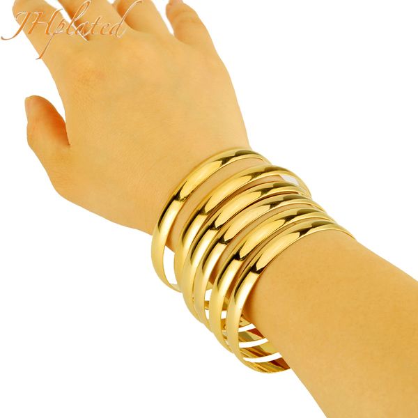 

new 6pcs 8mm ethiopian gold color bangles dubai gold jewelry bangles for ethiopian glossy & bracelets, Black