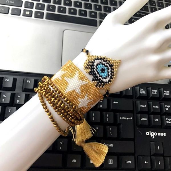 

joye new womans fashion 2020 jewelry turkish gothic miyuk evil eye bracelet ladies bangles braclet drop shipper supplier, Golden;silver