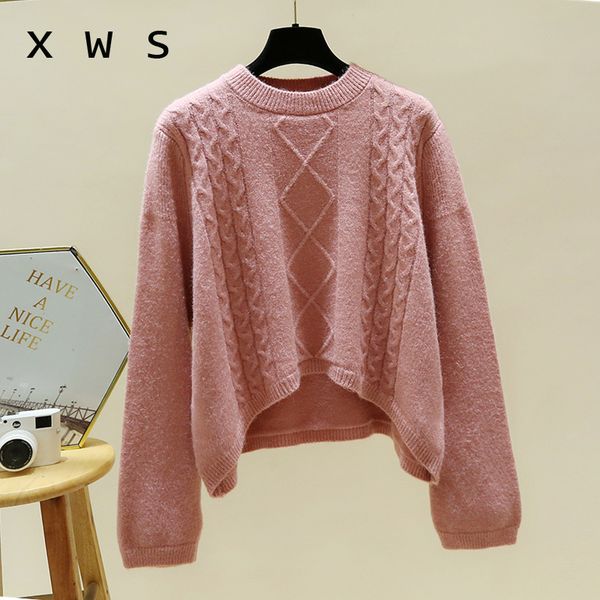 

plus size women thick warm oversized sweater autumn winter 2020 fashion long sleeve o neck solid korea kint jumper pullover, White;black