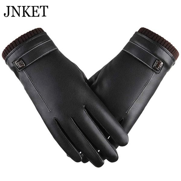

jnket women' pu leather gloves touch screen gloves winter couples thicker warm coral velvet driving windproof, Blue;gray