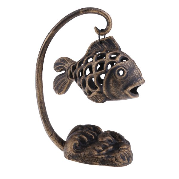 

retro cast steel craftwork hollow fish outdoor candle holder garden lantern tea light home decoration