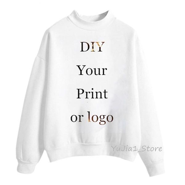

customized hoodies women diy your print or logo white custom hoodie womens sweatshirt turtleneck pullover winter sweat, Black